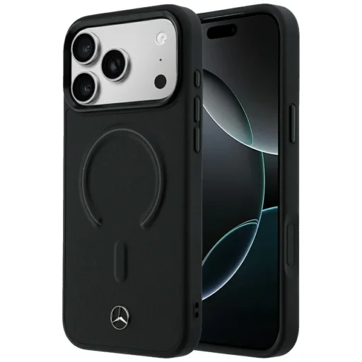 iPhone 18 Pro / 17 Pro čierne puzdro Mercedes-Benz Leather 3D MagSafe - 1