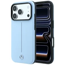 iPhone 18 Pro Max / 17 Pro Max modré puzdro Mercedes Leather Semi Wrap with Iconic Line MagSafe