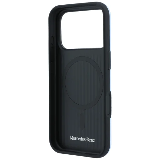 iPhone 18 Pro Max / 17 Pro Max modré puzdro Mercedes Leather Semi Wrap with Iconic Line MagSafe - 7