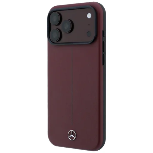 Apple iPhone 18 Pro Max / 17 Pro Max bordové kožené puzdro Mercedes Leather Semi Wrap Iconic Line MagSafe - 2