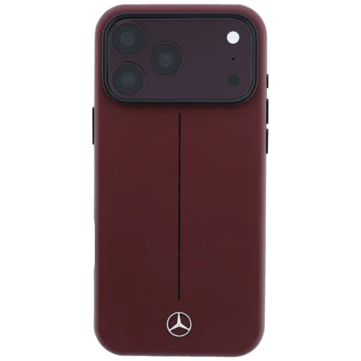 Apple iPhone 18 Pro Max / 17 Pro Max bordové kožené puzdro Mercedes Leather Semi Wrap Iconic Line MagSafe - 3