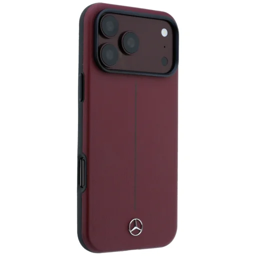 Apple iPhone 18 Pro Max / 17 Pro Max bordové kožené puzdro Mercedes Leather Semi Wrap Iconic Line MagSafe - 4