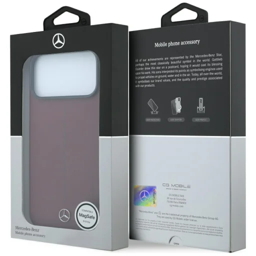Apple iPhone 18 Pro Max / 17 Pro Max bordové kožené puzdro Mercedes Leather Semi Wrap Iconic Line MagSafe - 8