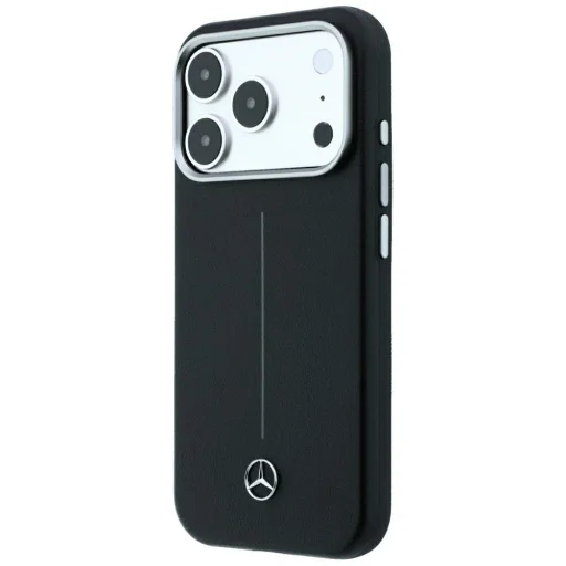 iPhone 18 Pro Max / 17 Pro Max čierny Mercedes Leather Semi Wrap with Iconic Line MagSafe kryt - 2