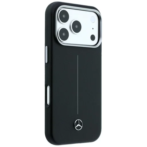 iPhone 18 Pro Max / 17 Pro Max čierny Mercedes Leather Semi Wrap with Iconic Line MagSafe kryt - 4