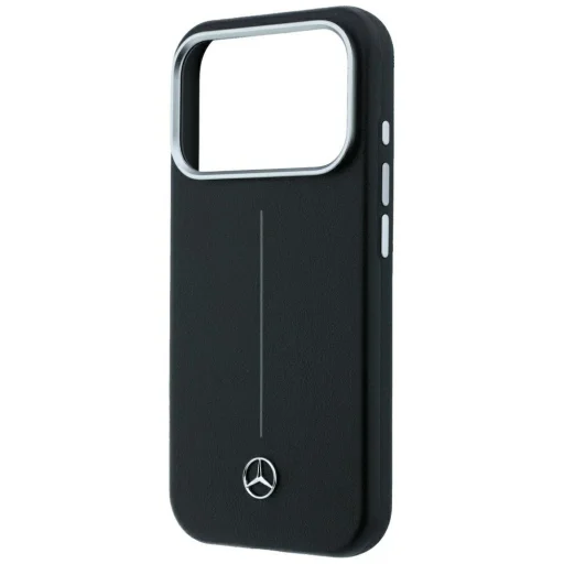 iPhone 18 Pro Max / 17 Pro Max čierny Mercedes Leather Semi Wrap with Iconic Line MagSafe kryt - 6