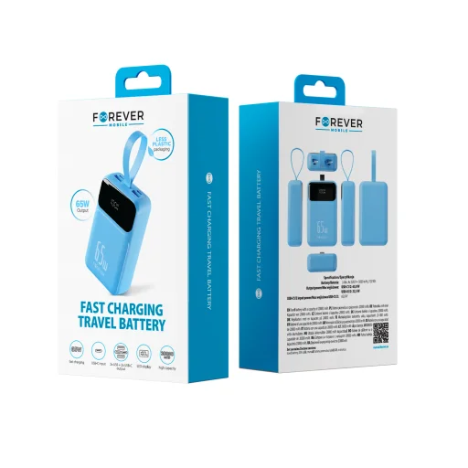 Forever Vibe-TB65 65 W 20 000 mAh externá batéria, nebesky modrá powerbanka - 3