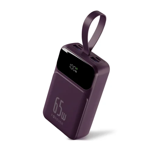Forever Vibe-TB65 PD QC 65 W 20 000 mAh externá batéria, bordová powerbanka - 1