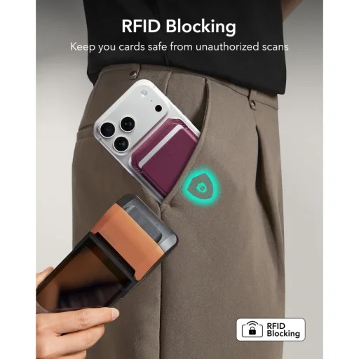MagSafe tmavovínová ESR Classic RFID magnetická peňaženka so stojanom - 6