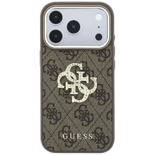 iPhone 18 Pro Max / iPhone 17 Pro Max hnedé puzdro Guess 4G & veľké štrasové logo - 3