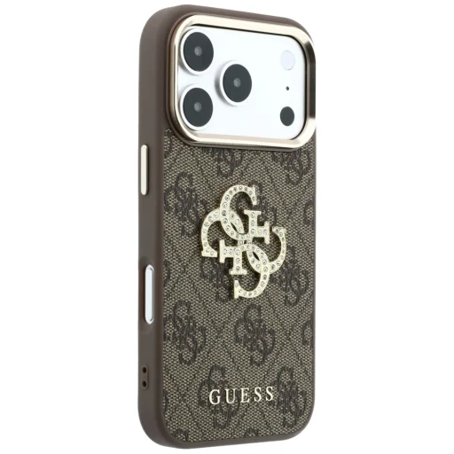 iPhone 18 Pro Max / iPhone 17 Pro Max hnedé puzdro Guess 4G & veľké štrasové logo - 4