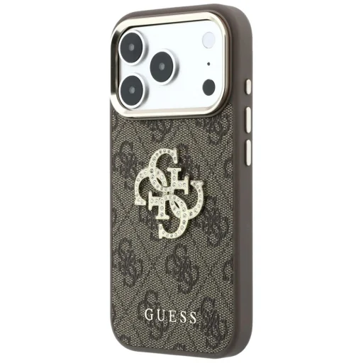 iPhone 18 Pro Max / iPhone 17 Pro Max hnedé puzdro Guess 4G & veľké štrasové logo - 4