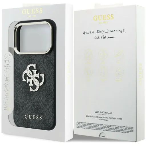Apple iPhone 18 Pro Max / iPhone 17 Pro Max čierne puzdro Guess 4G & Big Strass Logo - 8