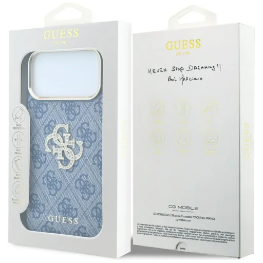  Apple iPhone 18 Pro Max / iPhone 17 Pro Max kék Guess 4G & Big Strass Logo tok - 8