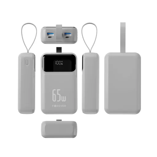 Forever Vibe-TB65 PD QC 65 W 20 000 mAh strieborná externá batéria powerbank - 2