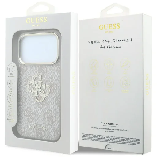  iPhone 18 Pro / iPhone 17 Pro rózsaszín Guess 4G & Big Strass Logo tok - 8