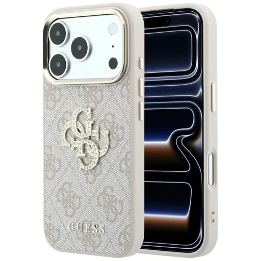  iPhone 18 Pro / iPhone 17 Pro rózsaszín Guess 4G & Big Strass Logo tok - 1
