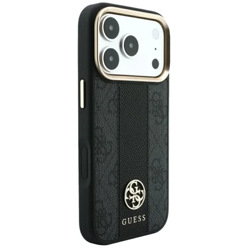 Apple iPhone 18 Pro / iPhone 17 Pro čierne Guess 4G pruhované puzdro s okrúhlym a klasickým logom MagSafe - 4