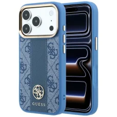 iPhone 18 Pro Max / iPhone 17 Pro Max modrý Guess 4G with Stripe Round and Classic Logos MagSafe kryt