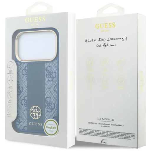 iPhone 18 Pro Max / iPhone 17 Pro Max modrý Guess 4G with Stripe Round and Classic Logos MagSafe kryt - 8