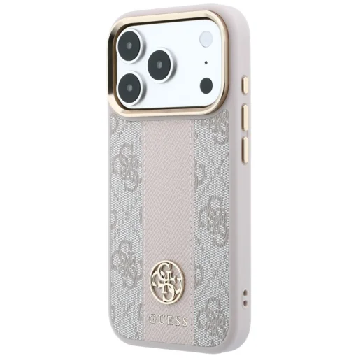  iPhone 18 Pro / iPhone 17 Pro rózsaszín Guess 4G csíkos, kerek és klasszikus logós MagSafe tok - 2