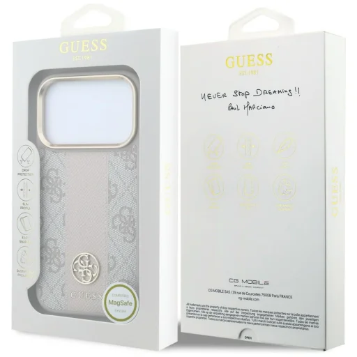 iPhone 18 Pro Max / iPhone 17 Pro Max ružový Guess 4G pruhovaný ochranný kryt MagSafe s okrúhlym a klasickým logom - 8