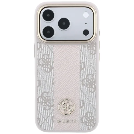  iPhone 18 Pro / iPhone 17 Pro rózsaszín Guess 4G csíkos, kerek és klasszikus logós MagSafe tok - 3