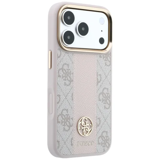 iPhone 18 Pro / iPhone 17 Pro ružový Guess 4G pruhovaný MagSafe kryt s okrúhlym a klasickým logom - 10