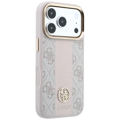 iPhone 18 Pro / iPhone 17 Pro ružový Guess 4G pruhovaný MagSafe kryt s okrúhlym a klasickým logom - 4