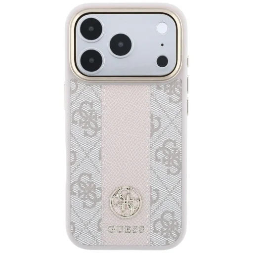 iPhone 18 Pro / iPhone 17 Pro ružový Guess 4G pruhovaný MagSafe kryt s okrúhlym a klasickým logom - 3