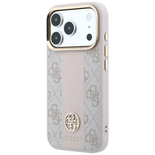 iPhone 18 Pro / iPhone 17 Pro ružový Guess 4G pruhovaný MagSafe kryt s okrúhlym a klasickým logom - 2
