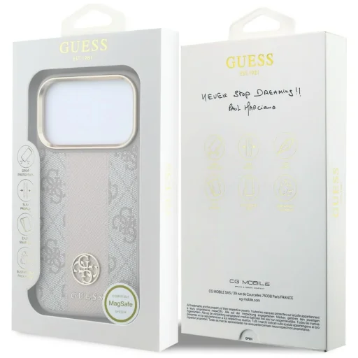 iPhone 18 Pro / iPhone 17 Pro ružový Guess 4G pruhovaný MagSafe kryt s okrúhlym a klasickým logom - 8