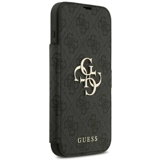 iPhone 18 Pro Max / iPhone 17 Pro Max čierne flipové puzdro Guess 4G s kovovým logom - 4