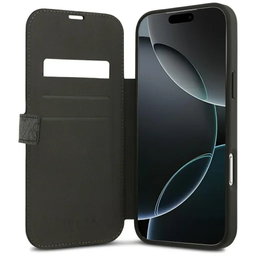 iPhone 18 Pro Max / iPhone 17 Pro Max čierne flipové puzdro Guess 4G s kovovým logom - 6