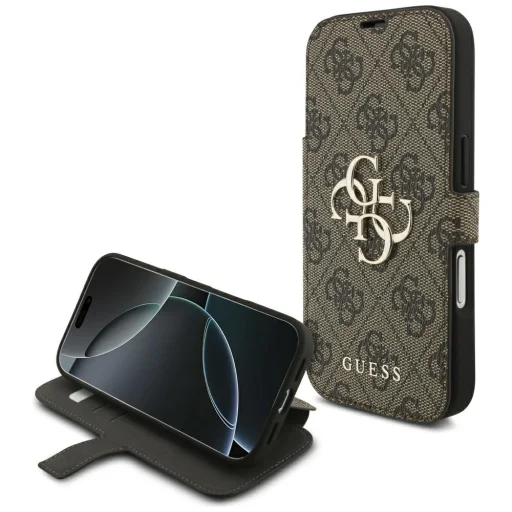 iPhone 18 Pro / iPhone 17 Pro Barna Guess Book 4G fém logós fliptok - 1