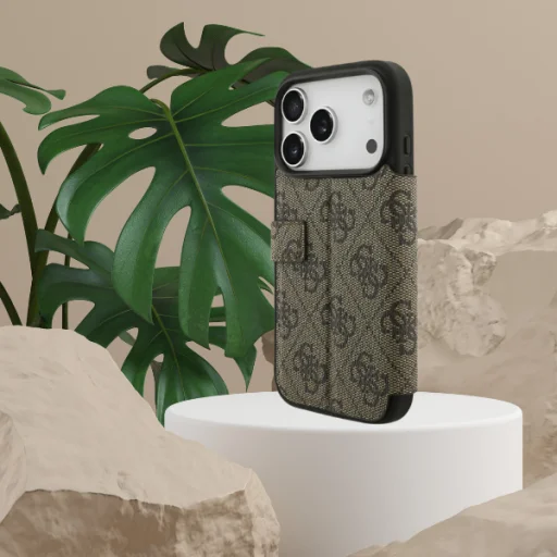  iPhone 18 Pro / iPhone 17 Pro Barna Guess Book 4G fém logós fliptok - 10