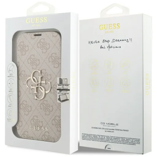 Apple iPhone 18 Pro / iPhone 17 Pro ružové flipové puzdro Guess 4G s kovovým logom - 7