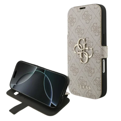 Apple iPhone 18 Pro / iPhone 17 Pro ružové flipové puzdro Guess 4G s kovovým logom - 9