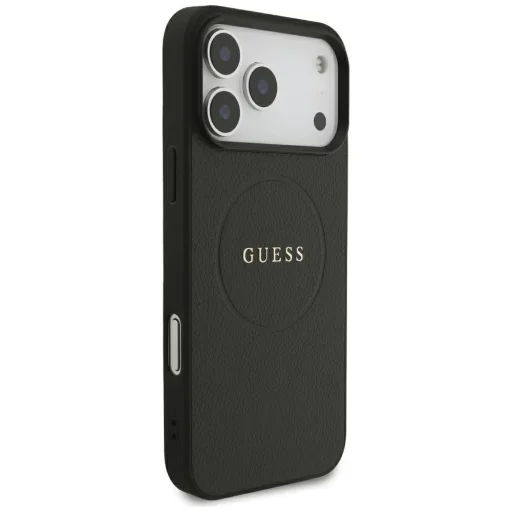 iPhone 18 Pro Max / iPhone 17 Pro Max čierne zrnité puzdro Guess so zlatým prstencom MagSafe - 4
