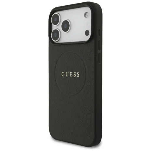 iPhone 18 Pro Max / iPhone 17 Pro Max čierne zrnité puzdro Guess so zlatým prstencom MagSafe - 2