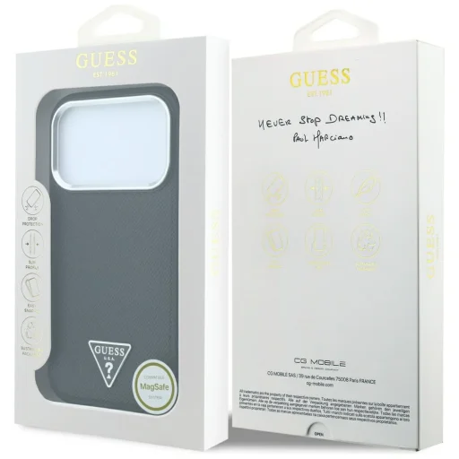 Čierne puzdro Guess Grained Triangle Logo MagSafe pre iPhone 18 Pro / 17 Pro - 8