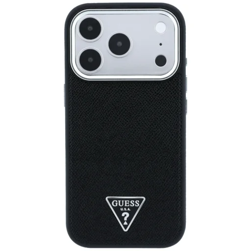 Čierne puzdro Guess Grained Triangle Logo MagSafe pre iPhone 18 Pro / 17 Pro - 3
