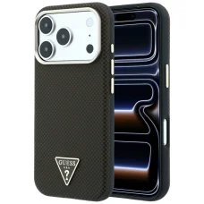 Hnedý ochranný kryt Guess Kevlar Triangle Logo MagSafe pre iPhone 18 Pro Max / 17 Pro Max