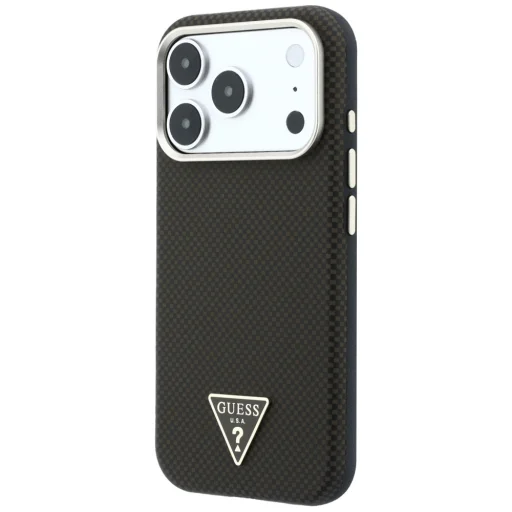 Hnedý ochranný kryt Guess Kevlar Triangle Logo MagSafe pre iPhone 18 Pro Max / 17 Pro Max - 2