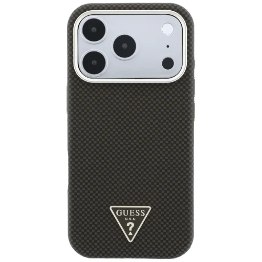 Hnedý ochranný kryt Guess Kevlar Triangle Logo MagSafe pre iPhone 18 Pro Max / 17 Pro Max - 3