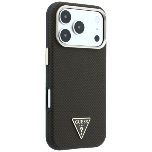 Hnedý ochranný kryt Guess Kevlar Triangle Logo MagSafe pre iPhone 18 Pro Max / 17 Pro Max - 4