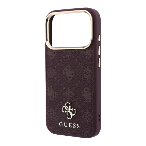 iPhone 18 Pro / 17 Pro bordový Guess Stripe Peony 4G Logo MagSafe ochranný kryt - 6