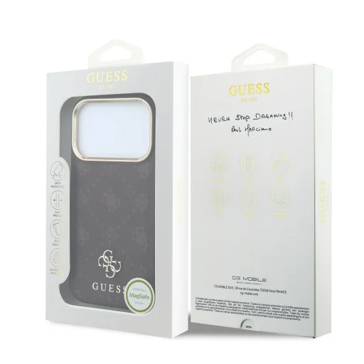 iPhone 18 Pro / 17 Pro bordový Guess Stripe Peony 4G Logo MagSafe ochranný kryt - 8