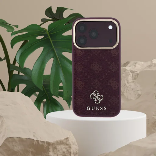  iPhone 18 Pro / 17 Pro bordó Guess Stripe Peony 4G Logo MagSafe védőtok - 11
