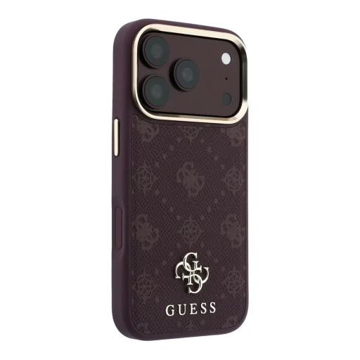  iPhone 18 Pro / 17 Pro bordó Guess Stripe Peony 4G Logo MagSafe védőtok - 4